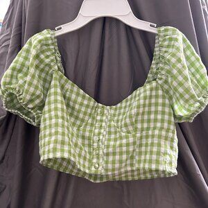 Shein Checkered Button-Up Blouse